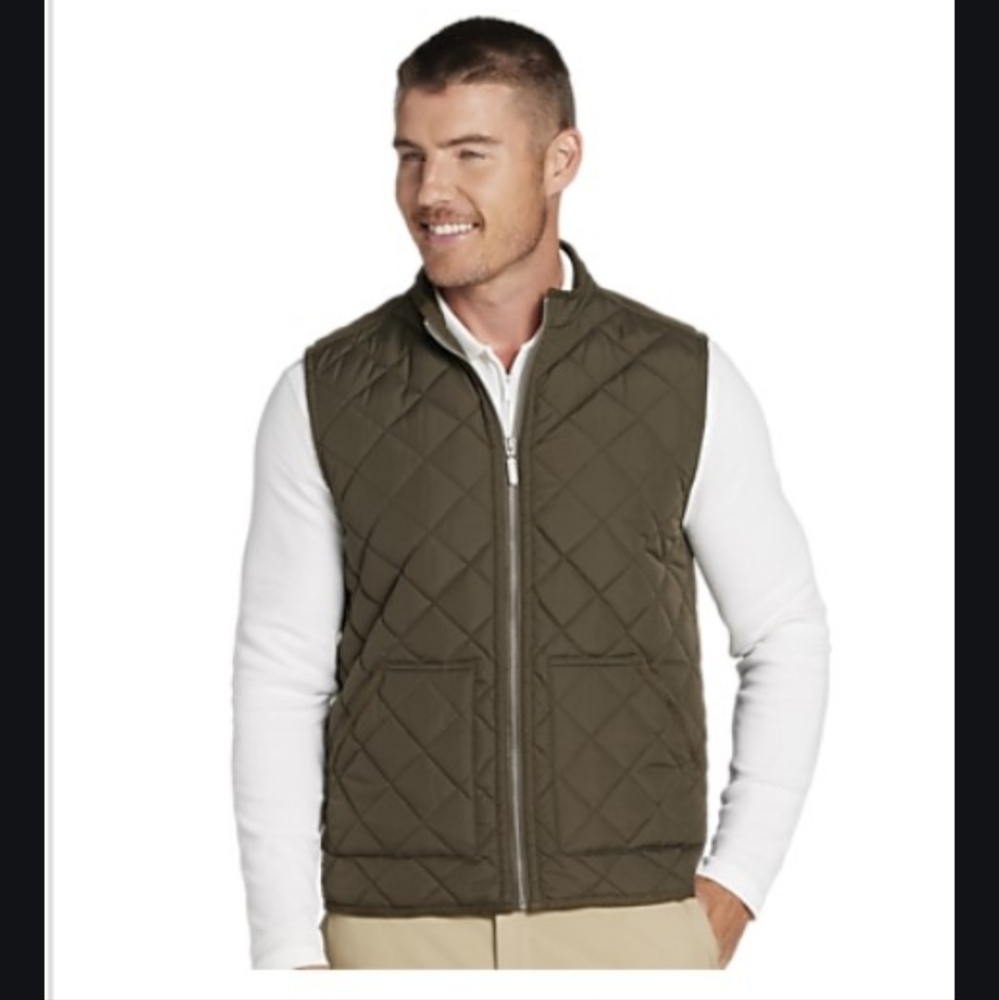 NWT Joseph Abboud Modern Fit Quilted Vest - Olive Green